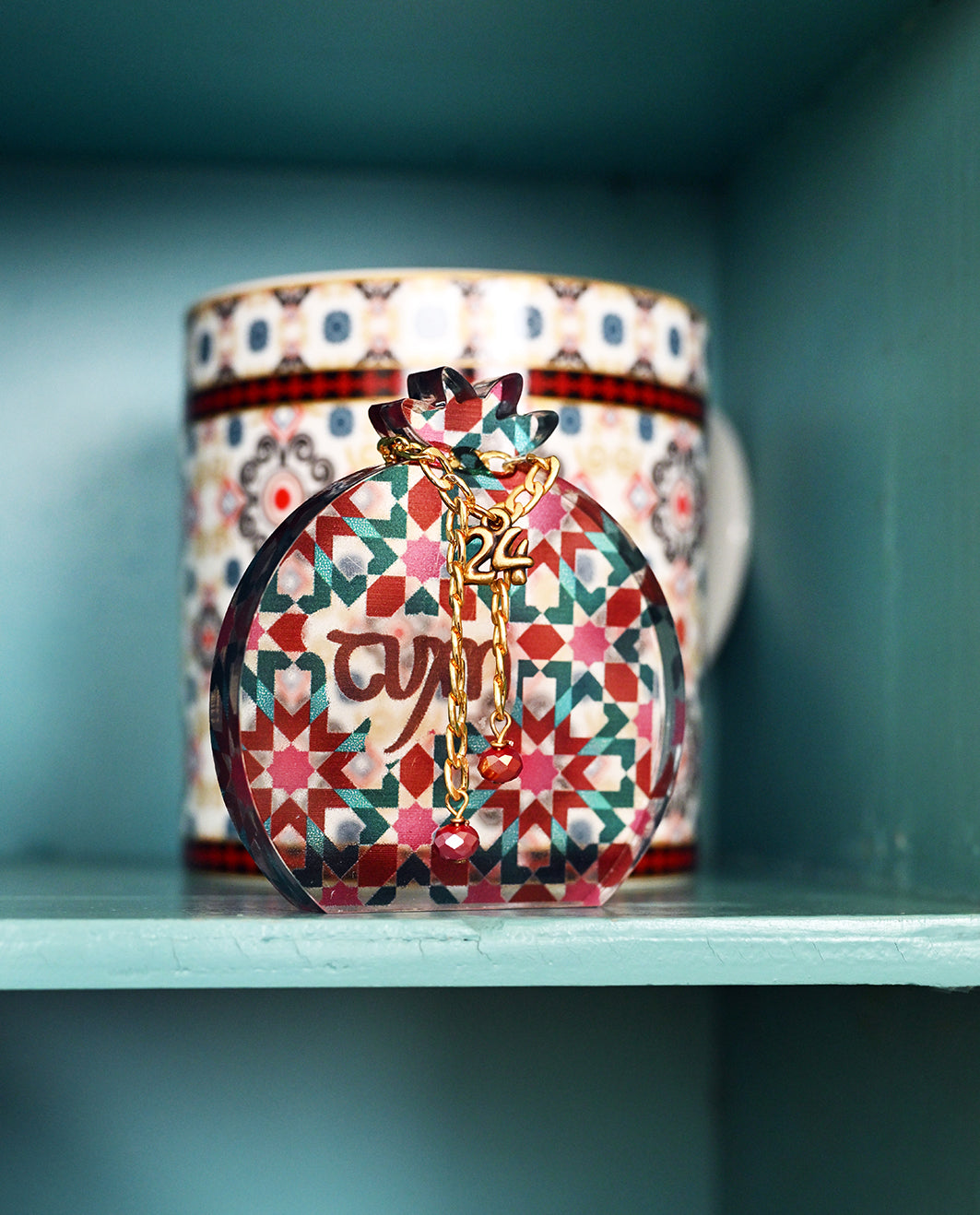 Waki Pomegranate "Luck" Plexiglass Tabletop