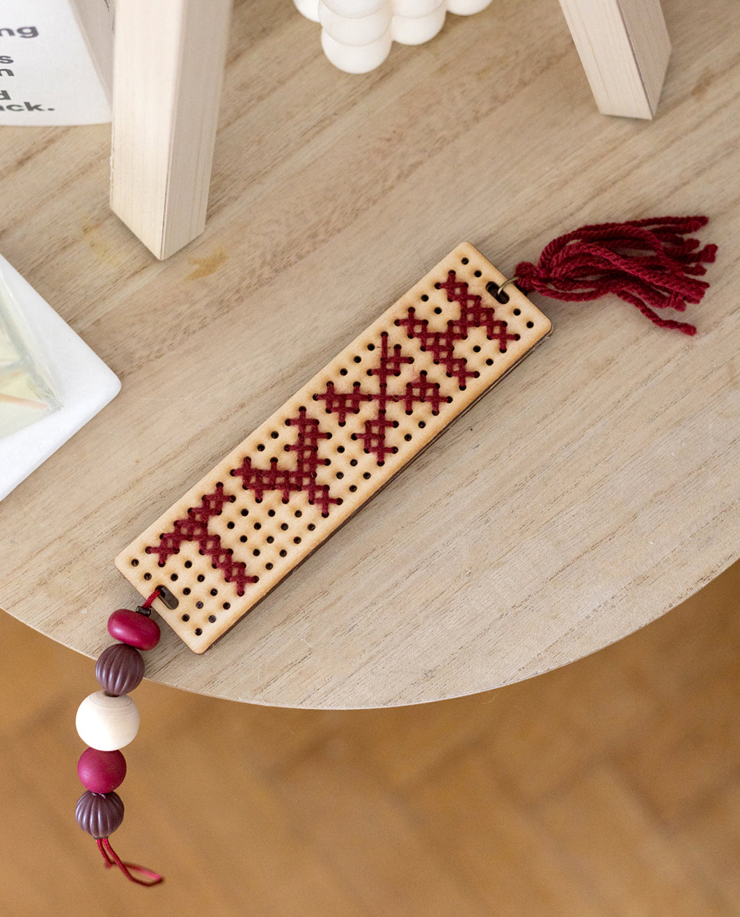 Bordeaux Embroidery Lucky Charm Pendant