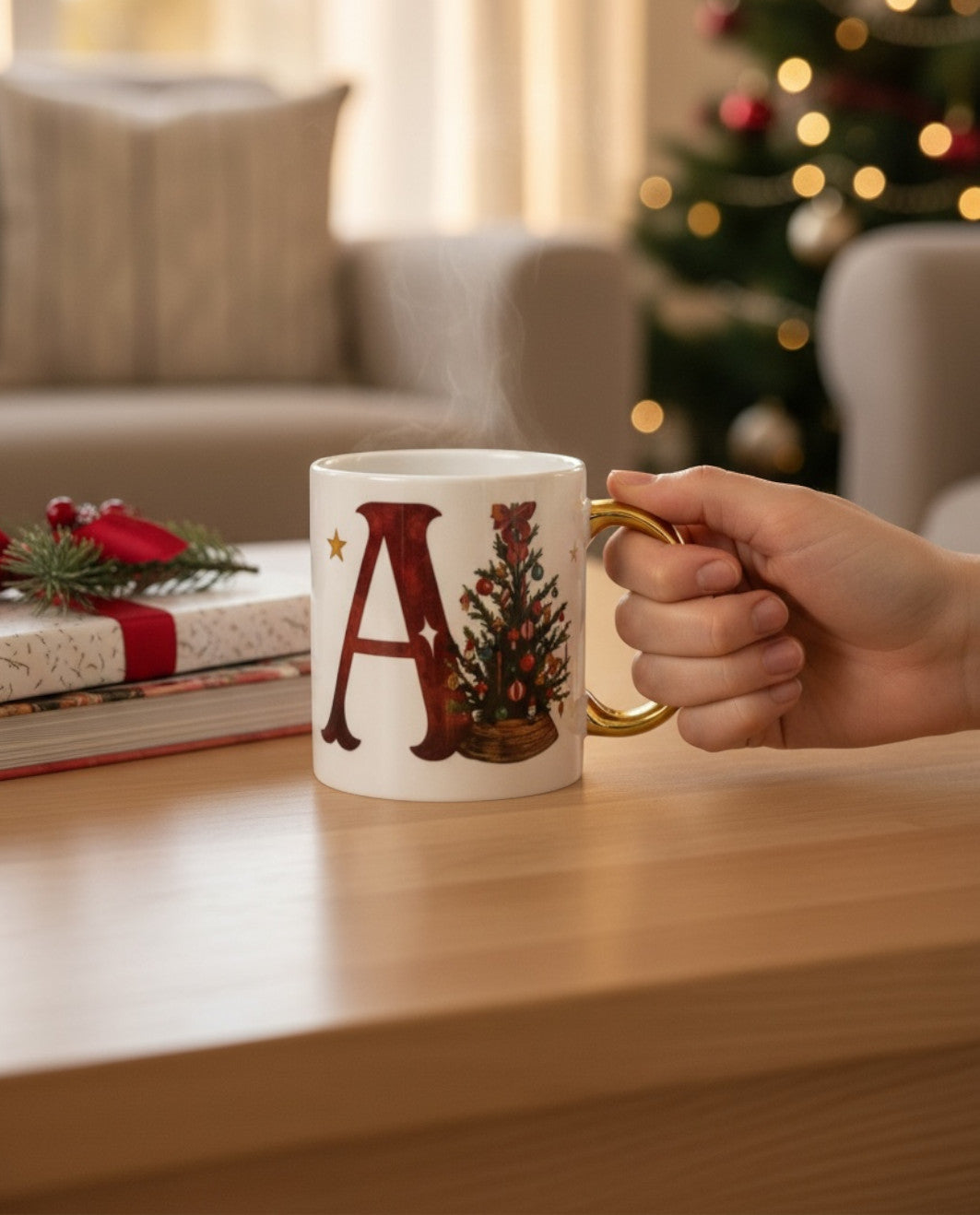 Χριστουγεννιάτικη Κούπα με Μονόγραμμα