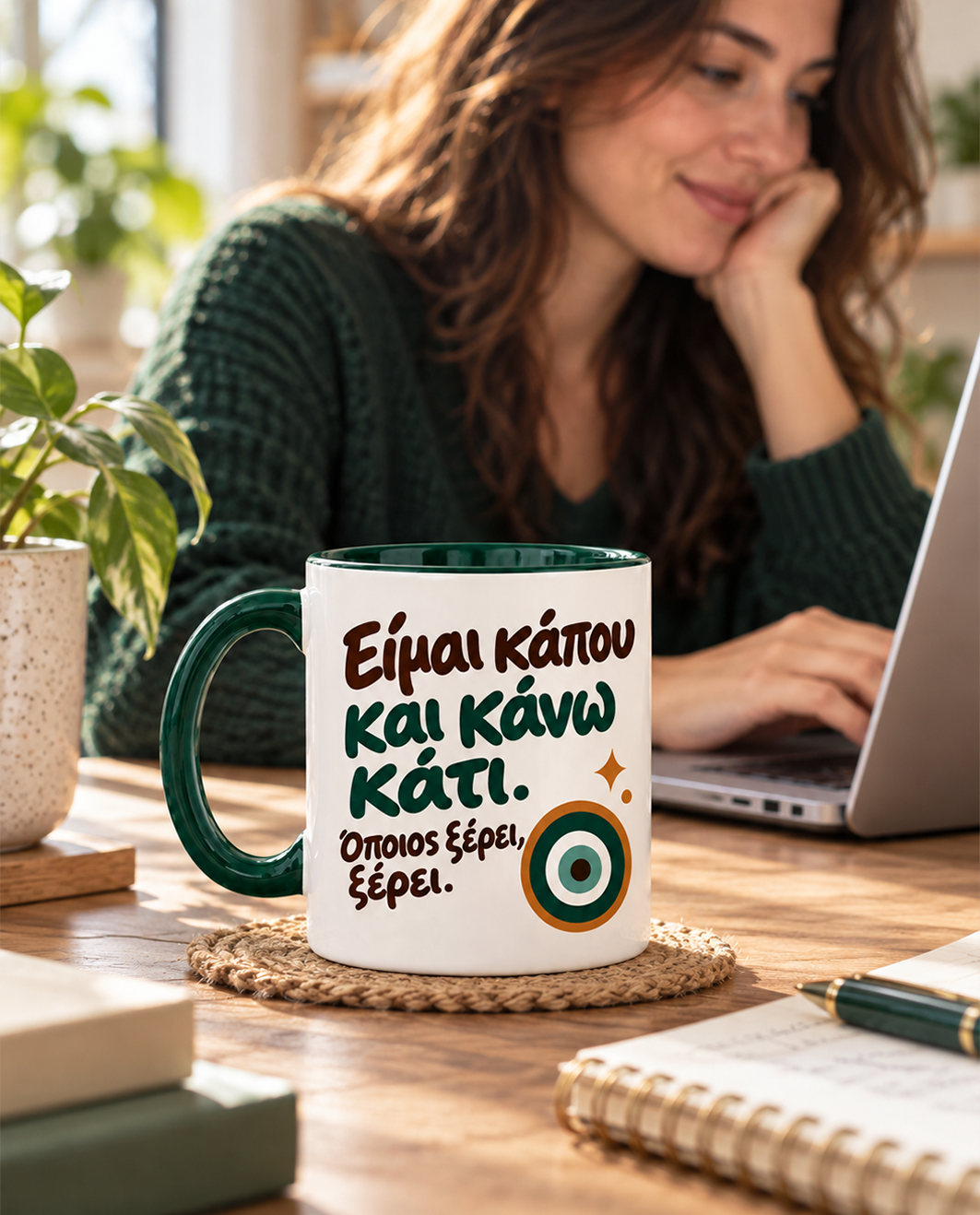 Κούπα με κουτί "Είμαι κάπου και κάνω κάτι."