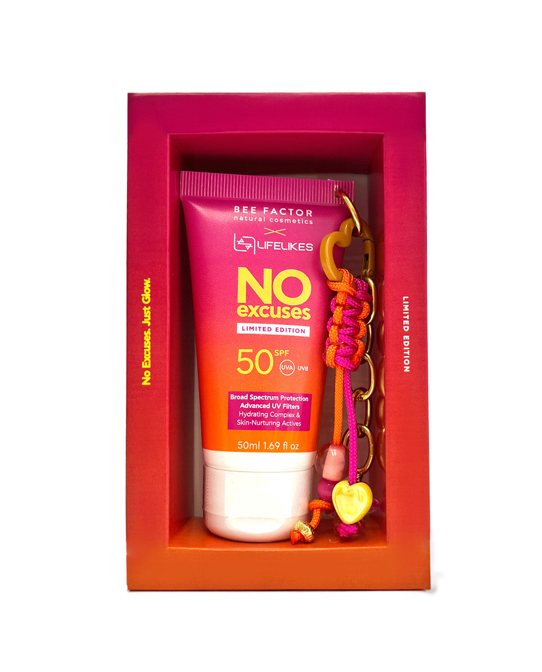 Bee Factor X Lifelikes – No Excuses SPF50 – Limited Edition | Αντηλιακό Προσώπου + Συλλεκτικό Keychain
