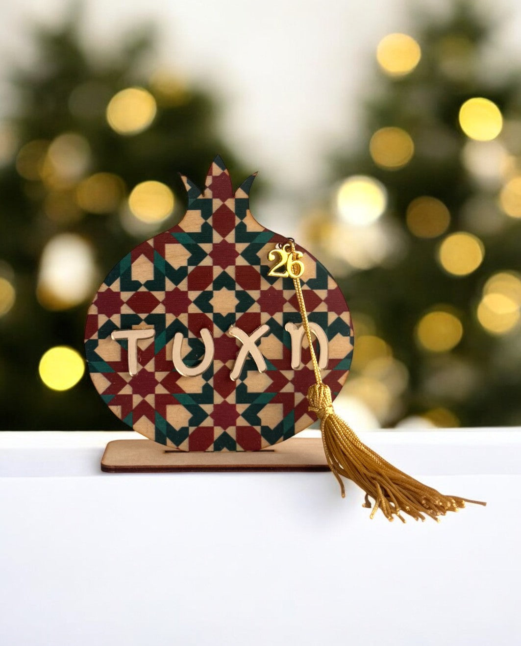 Ciondolo da scrivania 2D melograno portafortuna con motivo marocchino