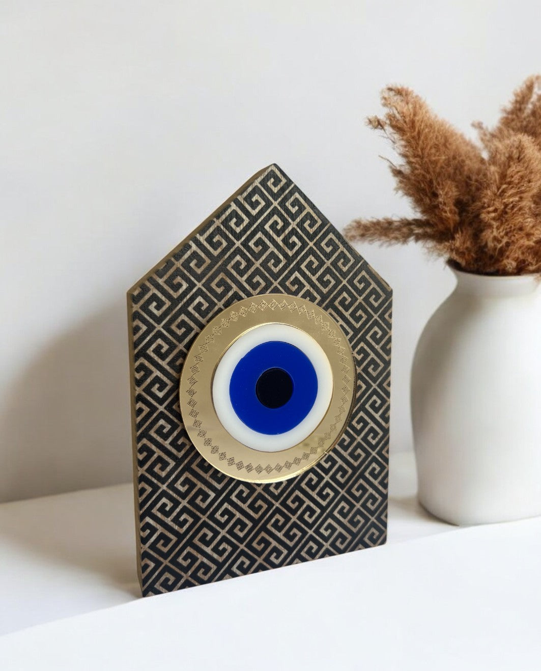 Σουβενίρ Ξύλινο Γούρι Σπίτι Meander Eye