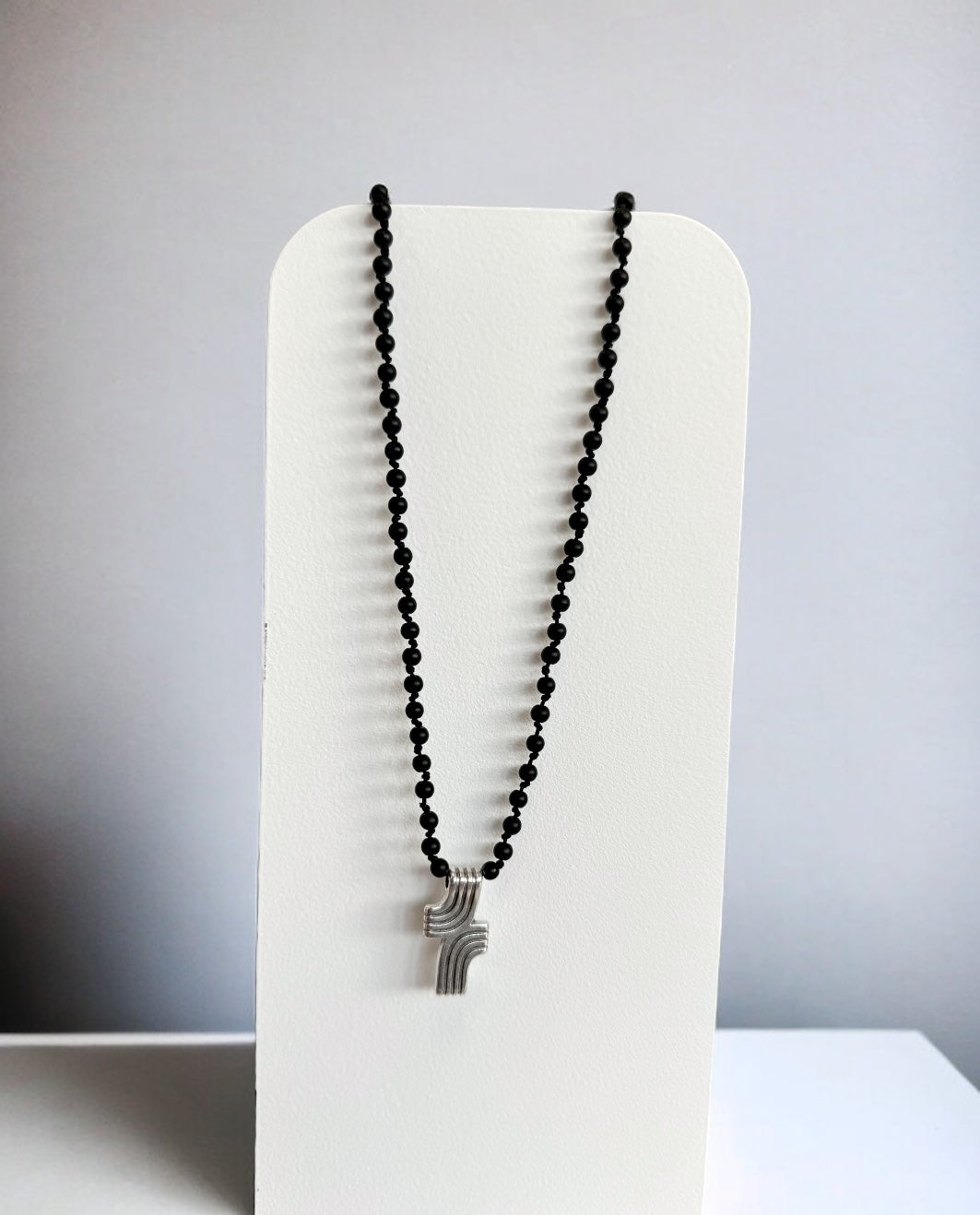 Men's Shadow Cross Rosary Necklace